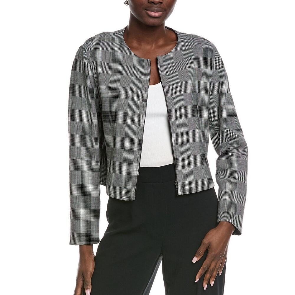 Akris 100 Years Collection Pippa Reversible Houndstooth Wool Blend Jacket US 8